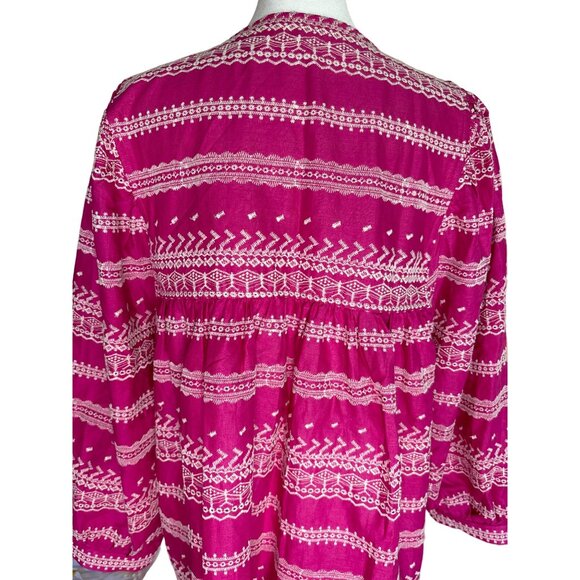 MELISSA NEPTON Bart Dress Size‎ Large Fuchsia White Detailed Embroidery NEW - Picture 7 of 11